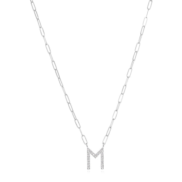 New! Grand Diamond Initial Necklace- All Letters Sterling Silver