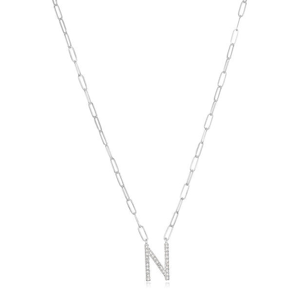 New! Grand Diamond Initial Necklace- All Letters Sterling Silver