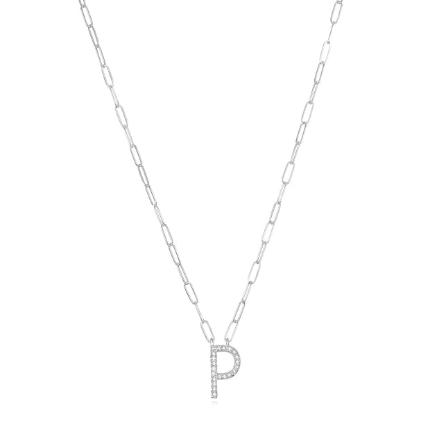 New! Grand Diamond Initial Necklace- All Letters Sterling Silver