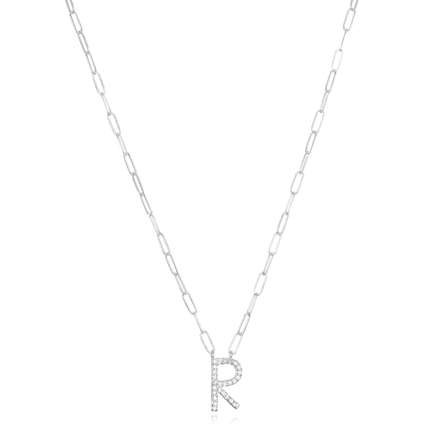 New! Grand Diamond Initial Necklace- All Letters Sterling Silver