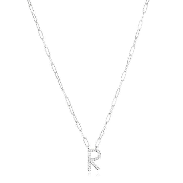 New! Grand Diamond Initial Necklace- All Letters Sterling Silver