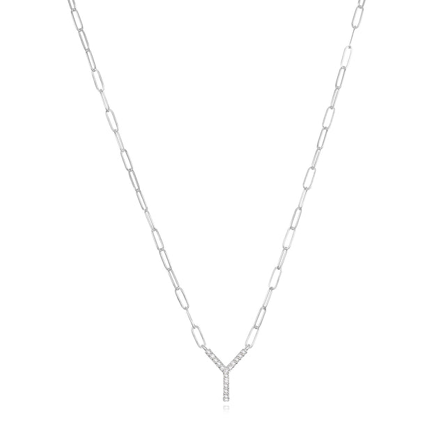 New! Grand Diamond Initial Necklace- All Letters Sterling Silver