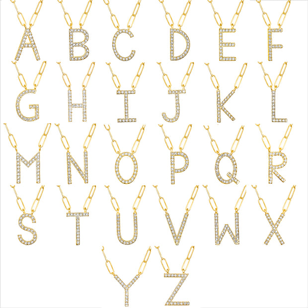 New! Grand Diamond Initial Necklace- All Letters Sterling Silver