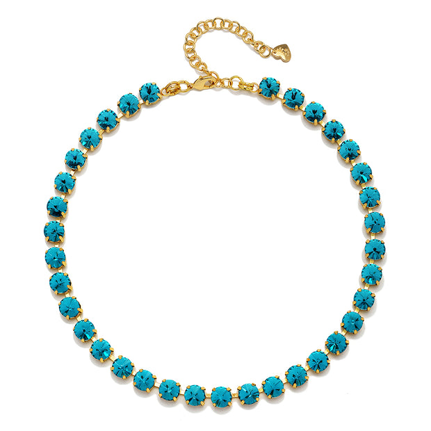 London Solitaire Choker-Cyan