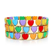 New! Rainbow Heart Enamel Bracelet