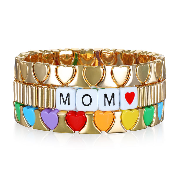 New! Rainbow Heart Enamel Bracelet