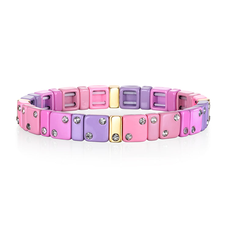 CZ Enamel Bracelet - Pink & Lilac