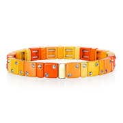 CZ Enamel Bracelet - Orange & Yellow