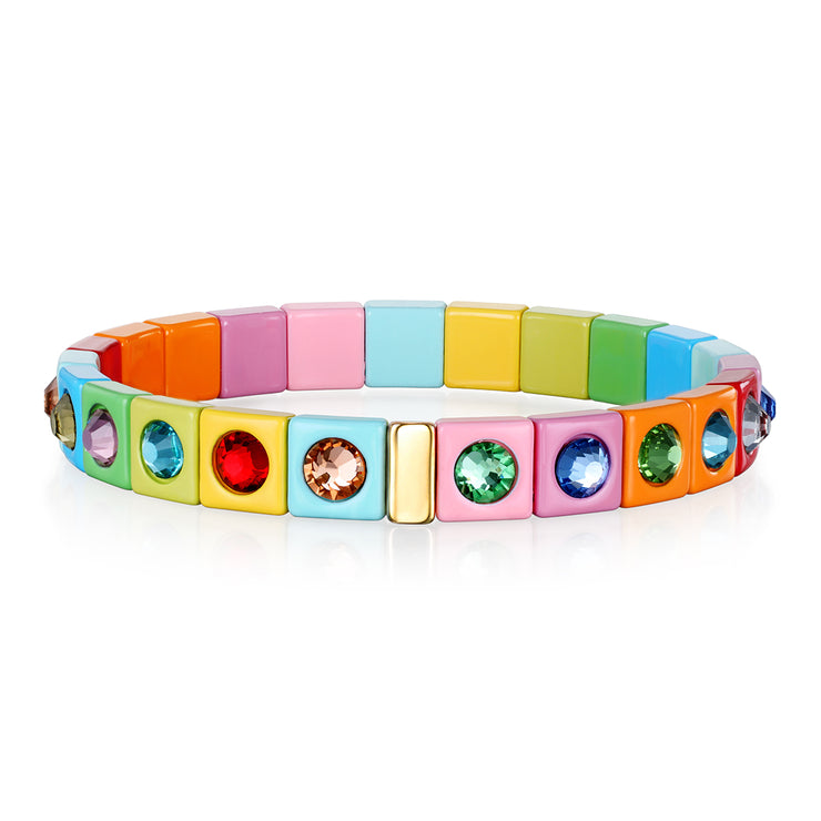 New! Rainbow Dots Enamel Bracelet