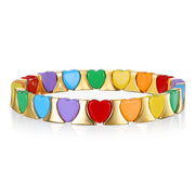 New! Rainbow Heart Enamel Bracelet