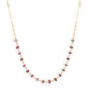 New! Paperclip Necklace - Pink Tourmaline