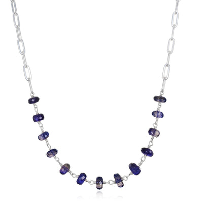 New! Statement Paperclip Beaded Necklace - Iolite