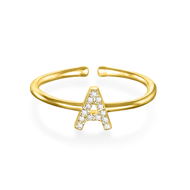 Diamond & Gold Initial Ring-All Letters