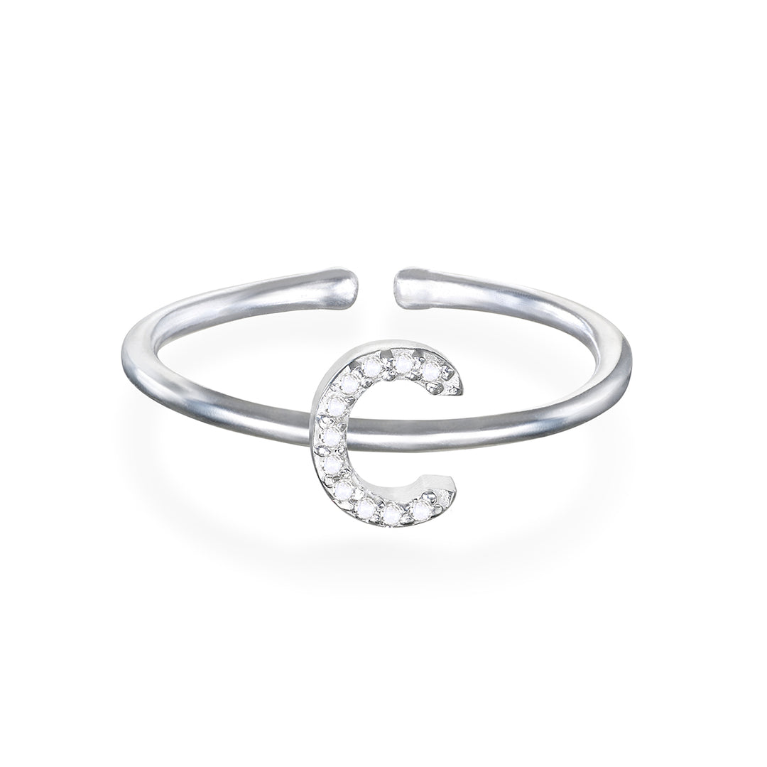 Diamond & Sterling Silver Initial Ring-All Letters – Amelia