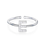 Diamond & Sterling Silver Initial Ring-All Letters