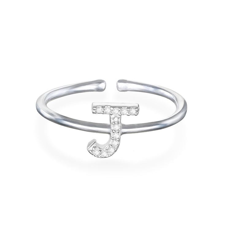 Diamond & Sterling Silver Initial Ring-All Letters