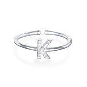 Diamond & Sterling Silver Initial Ring-All Letters