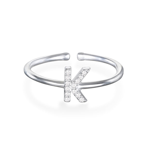 Diamond & Sterling Silver Initial Ring-All Letters