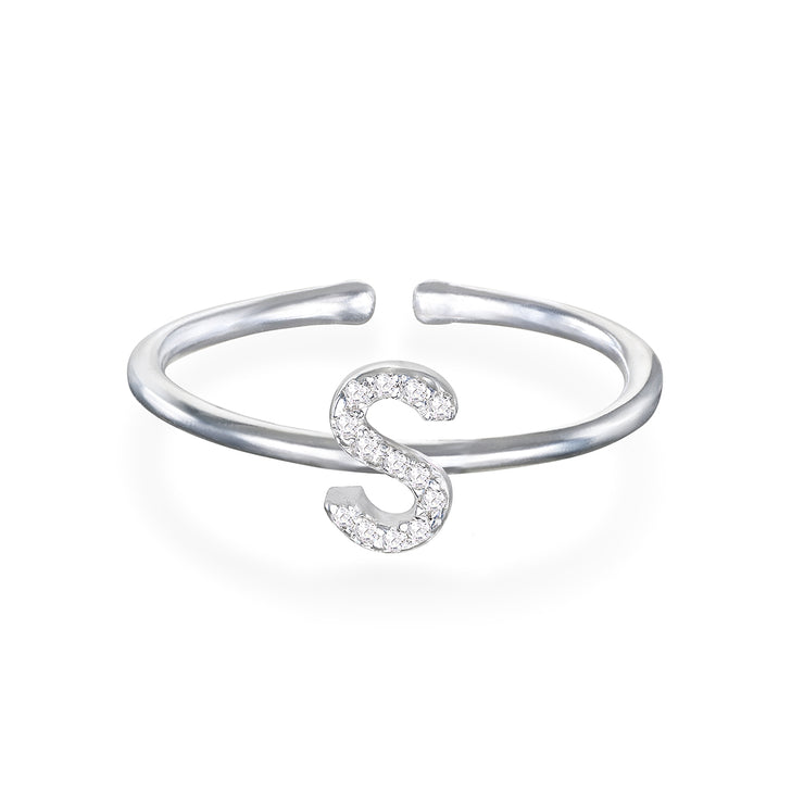 Diamond & Sterling Silver Initial Ring-All Letters