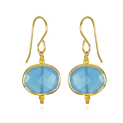 New! Bezeled Drops-Blue Chalcedony