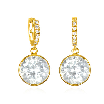 New! Grand Gemstone Huggies-White Topaz