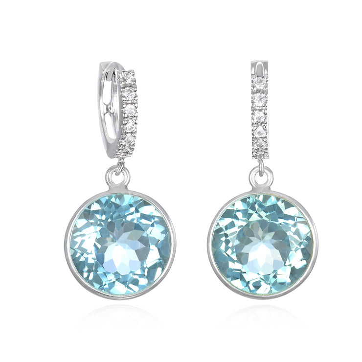 New! Grand Gemstone Huggies-Blue Topaz