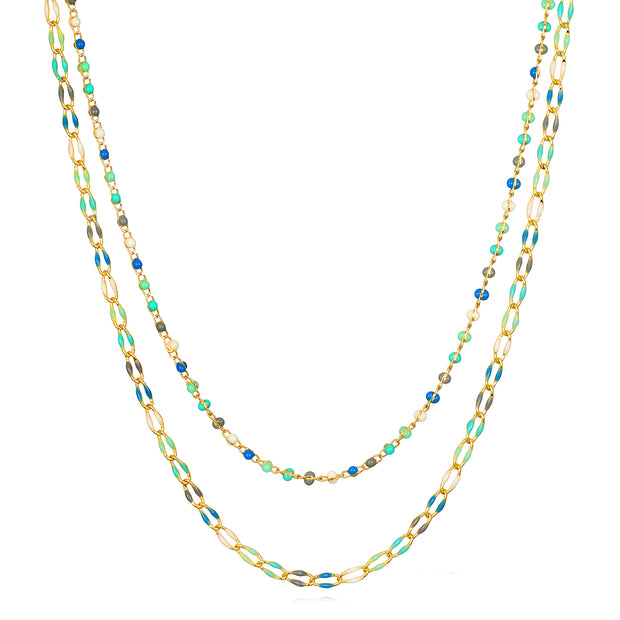 New!  Beaded Wrapped Necklace-Ocean