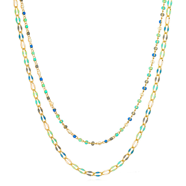 New!  Beaded Wrapped Necklace-Ocean