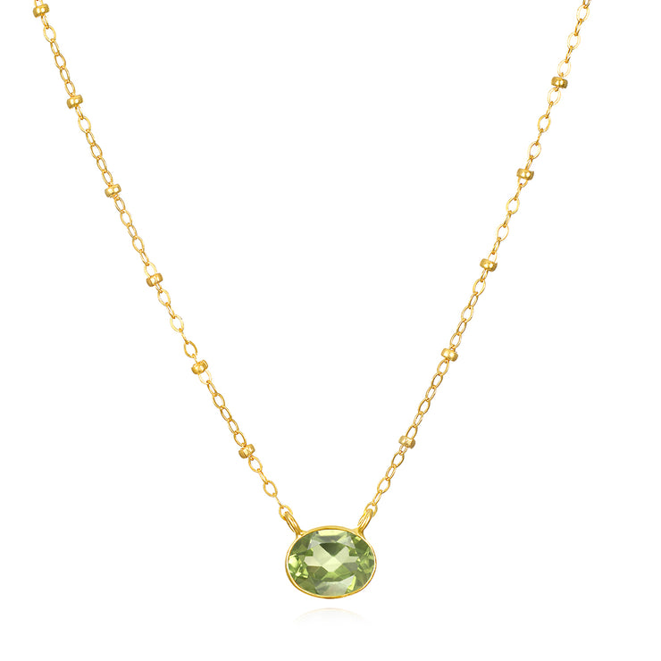 New!  Bezel Satellite Necklace-Peridot