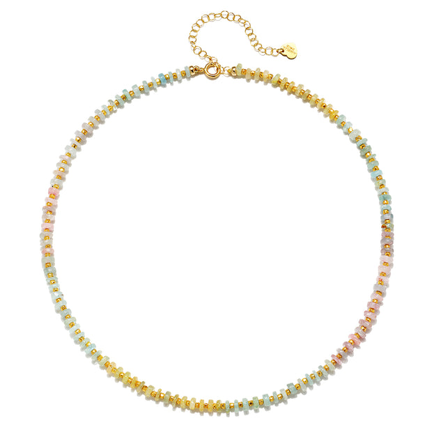 New!  Heishi Sparkle Necklace-Multi Aquamarine