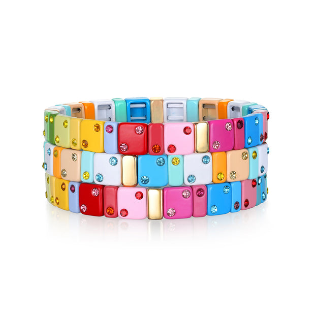 CZ Enamel Bracelet-Spring Rainbow