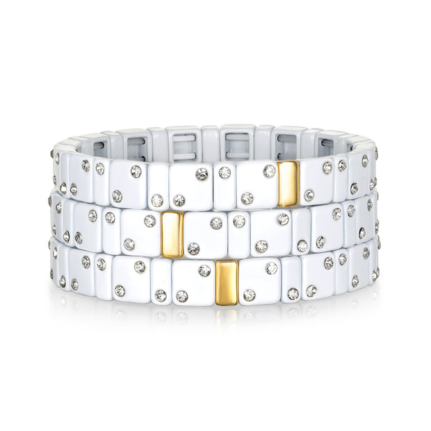 CZ Enamel Bracelet-White