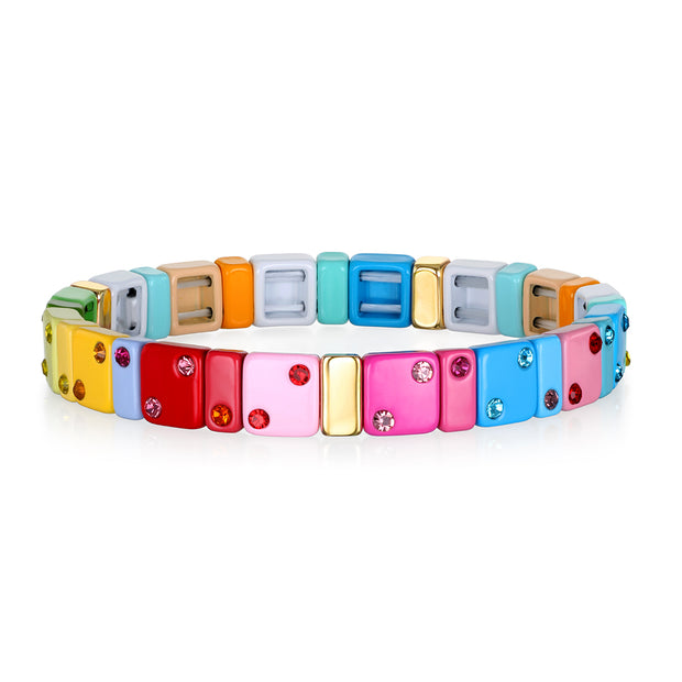 CZ Enamel Bracelet-Spring Rainbow