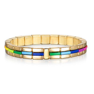 New! Golden Rainbow Enamel Bracelet