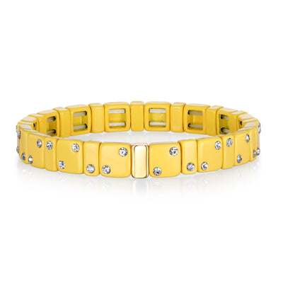 New! CZ Enamel Bracelet-Yellow