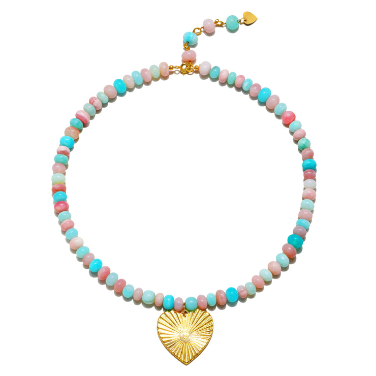 New!  Statement Heart Pastel Opal Necklace
