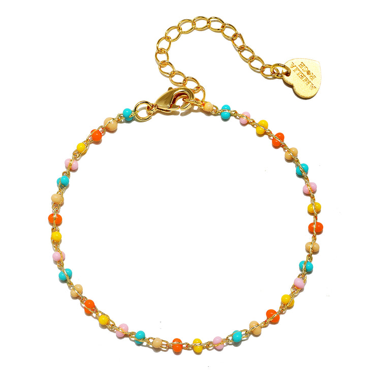 New! Wrapped Beaded Bracelet-Rainbow