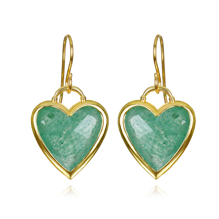 Framed Heart Dangles-Amazonite