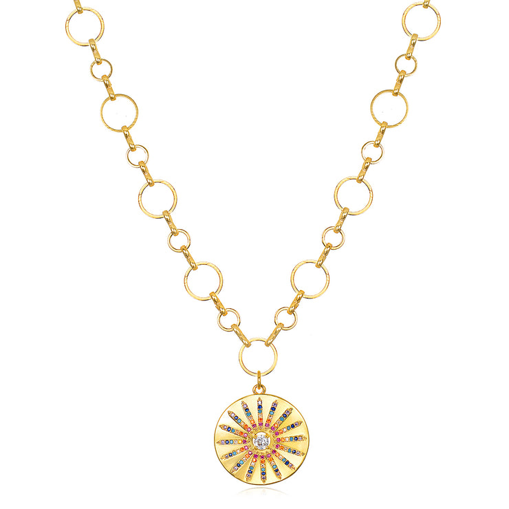 Sun Medallion Coin Necklace