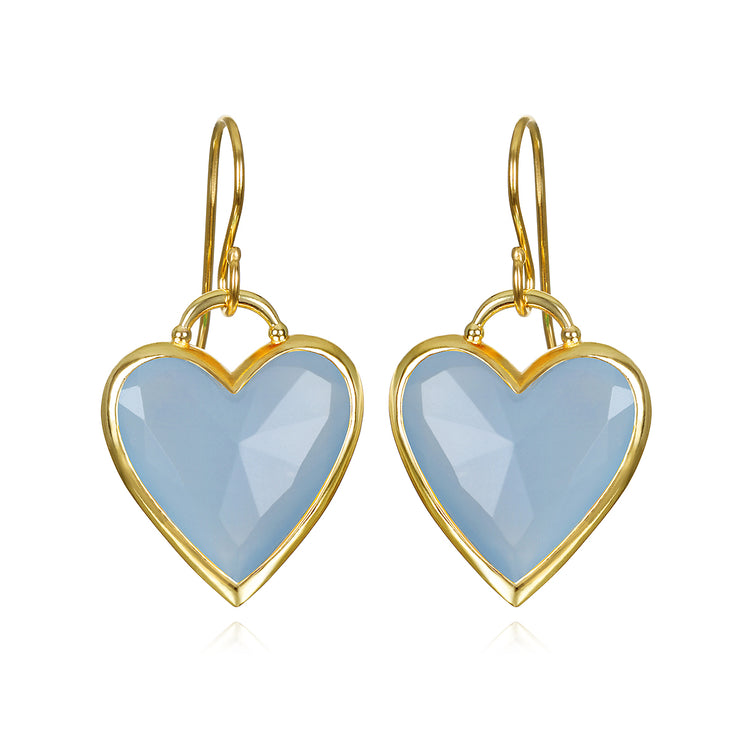 New!  Framed Heart Dangles-Blue Jade