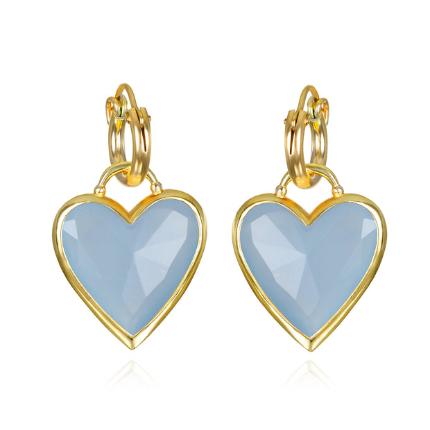 Framed Heart Huggies-Blue Jade