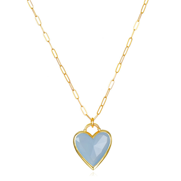 Framed Heart Pendant-Blue Jade