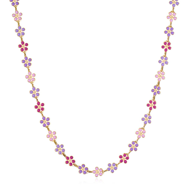 Daisy Necklace-Pink & Purple