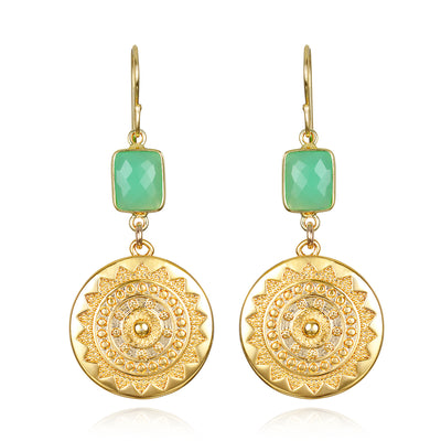 New! Sun Medallion Dangles -Chrysoprase