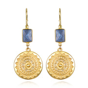 New! Sun Medallion Dangles -Denim Opal