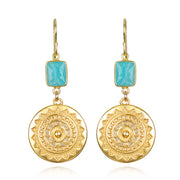 New! Sun Medallion Dangles -Amazonite