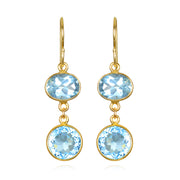 New! Bezel Double Dangles-Sky Blue Topaz