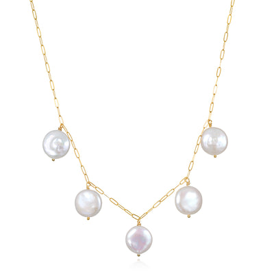 New! Pearl Coin Necklace