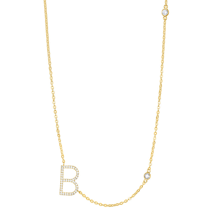 Statement Sparkle Initial Necklace-Gold and Silver