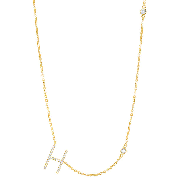 Statement Sparkle Initial Necklace-Gold and Silver